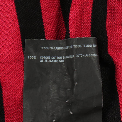 ロゴ刺繍 ボーダー 半袖Tシャツ コットン ピンクレッド ブラック サンローランパリ トップス SAINT LAURENT PARIS