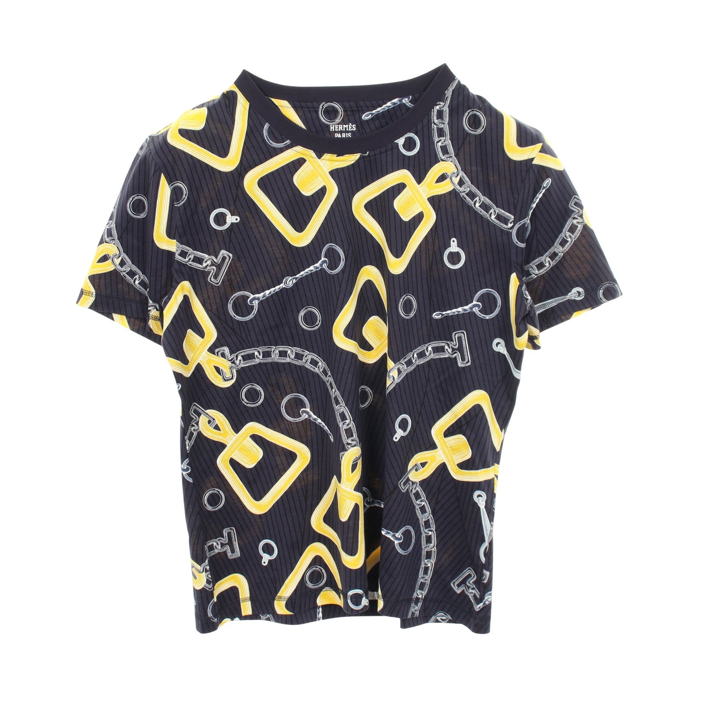 EFFET KALEIDOSCOPE カレイドスコープ エフェクト 半袖Tシャツ コットン ネイビー イエロー エルメス