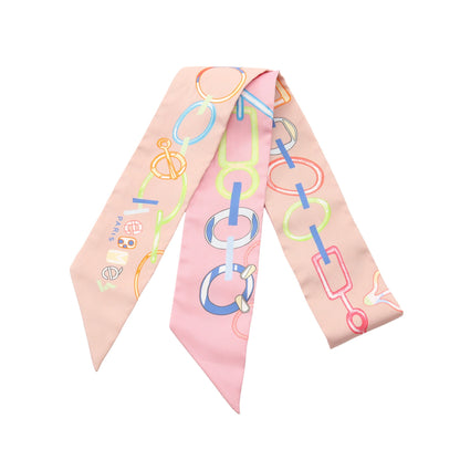 ツイリー Do Re BOUCLES リボン スカーフ シルク ピンク ピンクベージュ マルチカラー エルメス