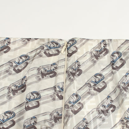 総柄 スカート シルク オフホワイト グレー フェンディ