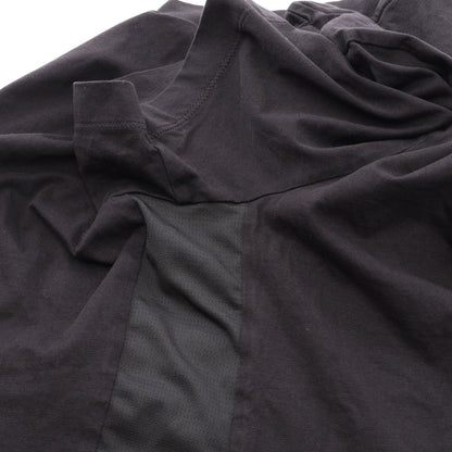 ロゴ テクニカルメッシュ切替 クルーネック Tシャツ 半袖Tシャツ コットン ブラック モンクレール