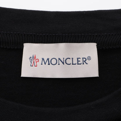 レース切替 ポケット付き 半袖Tシャツ コットン ブラック モンクレール