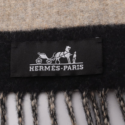 Love Story マフラー カシミヤ ブラック グレーベージュ エルメス 財布・小物 HERMES