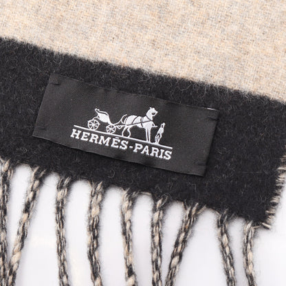 Love Story マフラー カシミヤ ブラック グレーベージュ エルメス 財布・小物 HERMES
