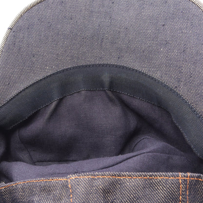 H刺繍 キャップ リネン インディゴブルー エルメス