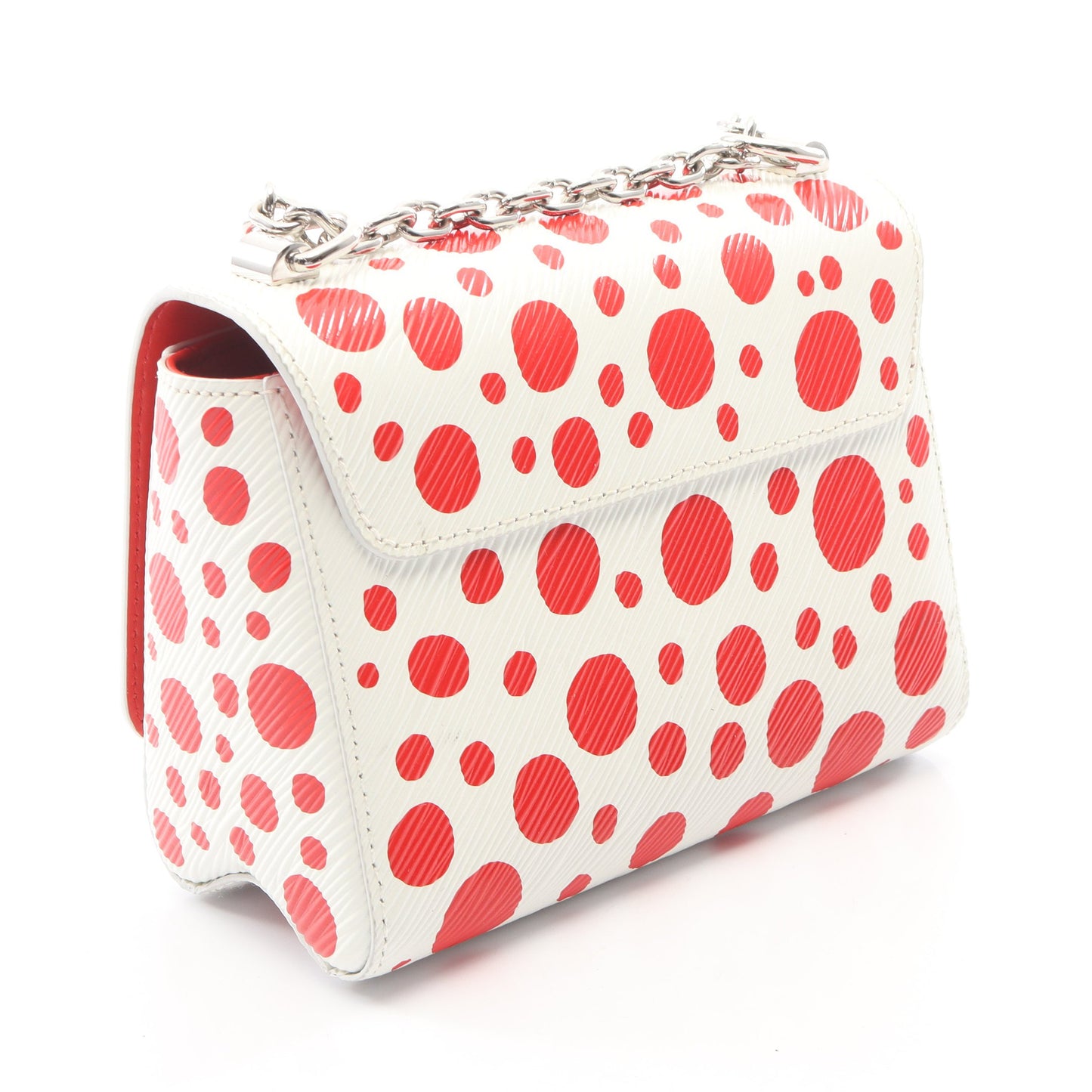 LV × YK ツイストPM エピ エピ インフィニティドット 草間彌生 チェーンショルダーバッグ レザー ホワイト レッド ルイヴィトン