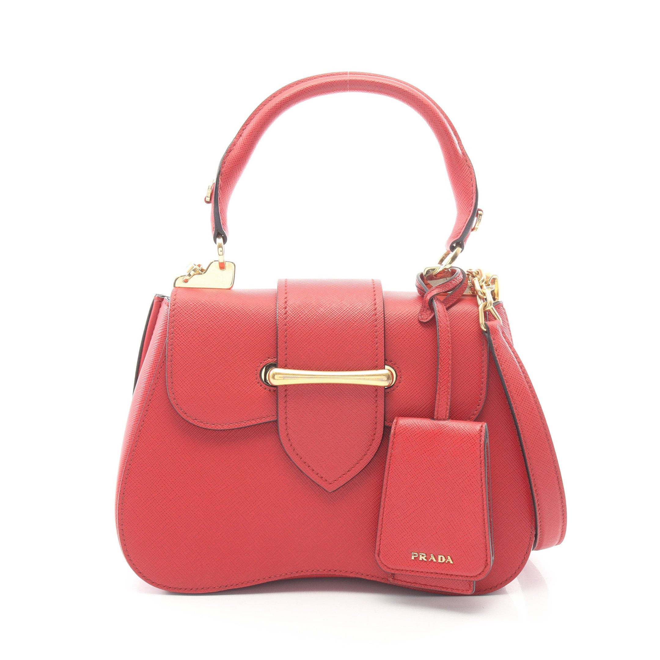 シドニー 2WAY ハンドバッグ サフィアーノレザー レッド プラダ – RECLO