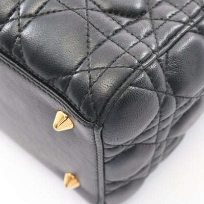 LADY DIOR レディディオール カナージュ 2WAY ハンドバッグ レザー ブラック クリスチャンディオール