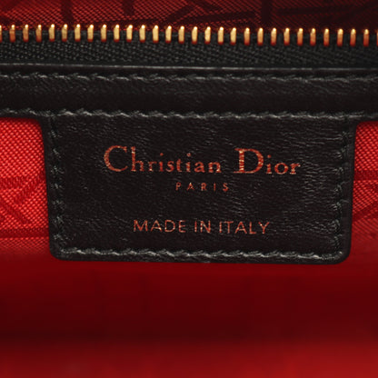 LADY DIOR レディディオール カナージュ 2WAY ハンドバッグ レザー ブラック クリスチャンディオール