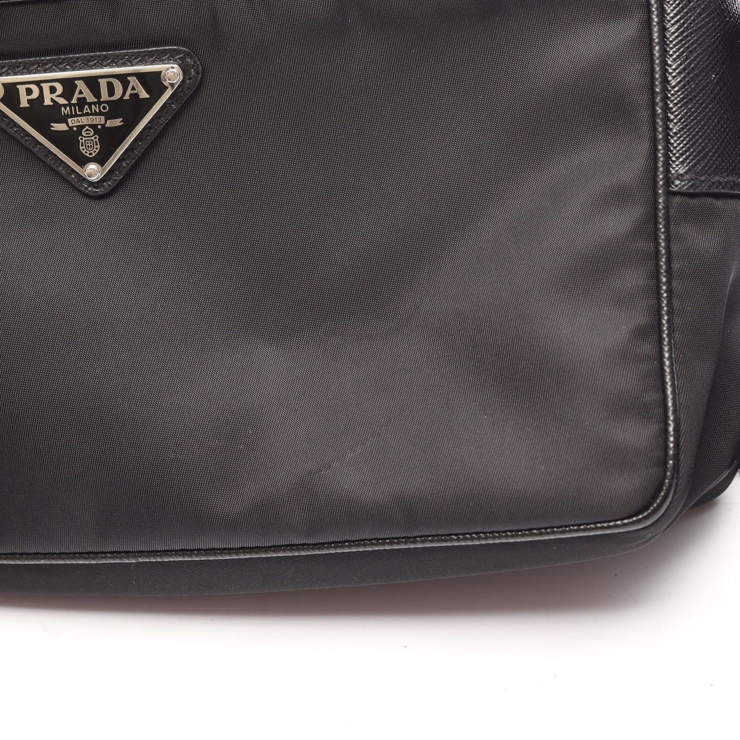RE-NYLON TESSUTO+SAFFIANO ショルダーバッグ ナイロン レザー ブラック プラダ