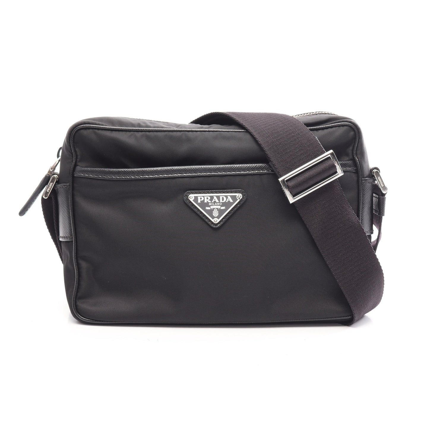 RE-NYLON TESSUTO+SAFFIANO ショルダーバッグ ナイロン レザー ブラック プラダ
