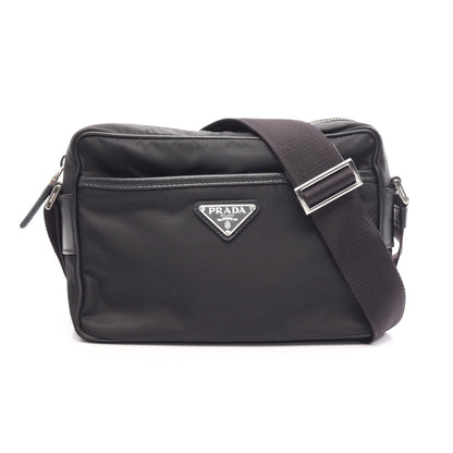 RE-NYLON TESSUTO+SAFFIANO ショルダーバッグ ナイロン レザー ブラック プラダ