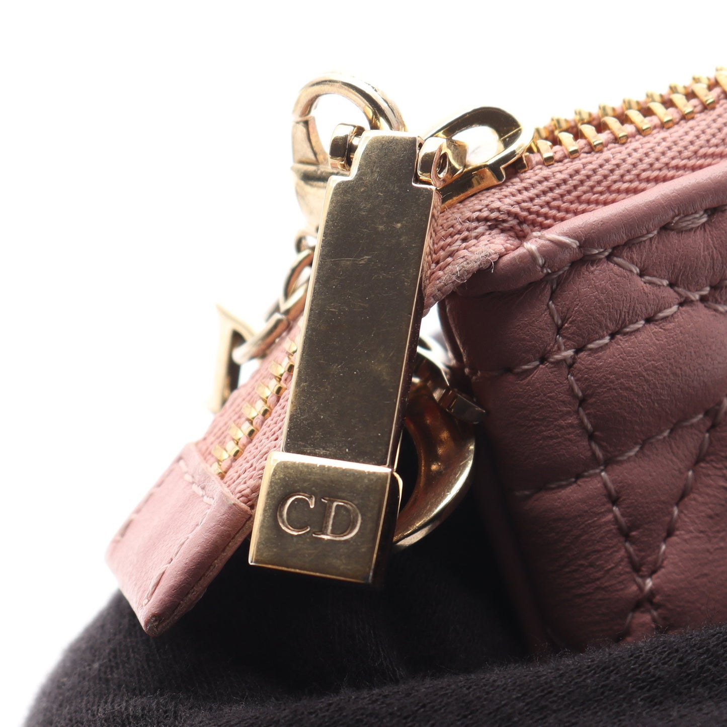 LADY DIOR レディディオール カナージュ キーリング付き コインケース レザー ピンク クリスチャンディオール