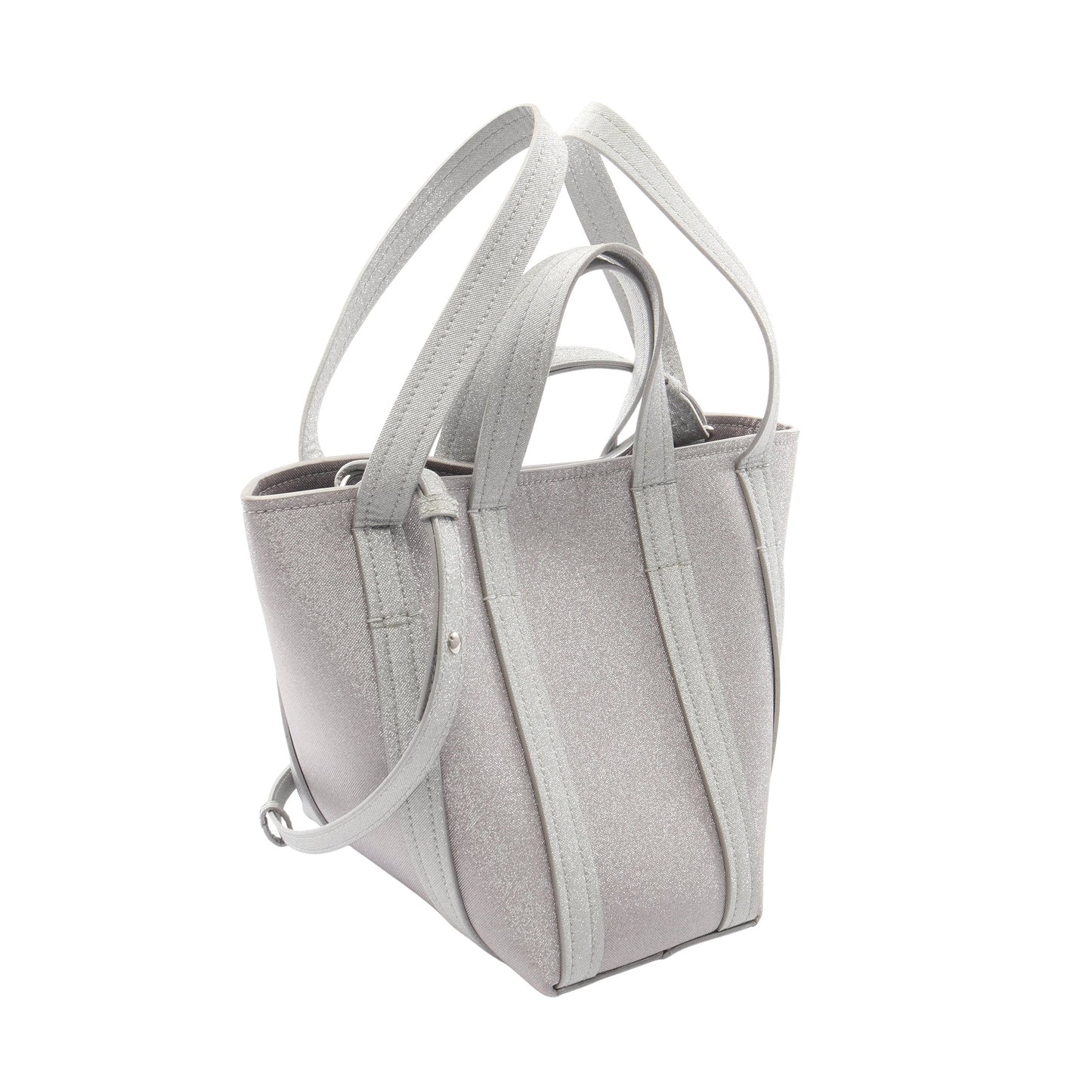 Everyday XS North South 2WAY ハンドバッグ コーティングキャンバス レザー シルバー バレンシアガ