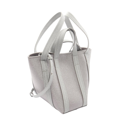 Everyday XS North South 2WAY ハンドバッグ コーティングキャンバス レザー シルバー バレンシアガ