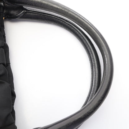ギャザー 2WAY ハンドバッグ トートバッグ ナイロン レザー ブラック プラダ