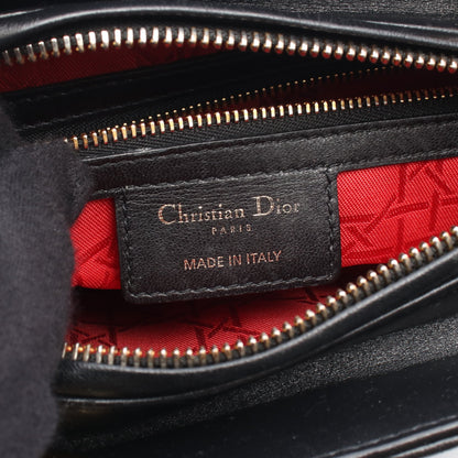 LADY DIOR レディディオール カナージュ 2WAY ハンドバッグ レザー ブラック クリスチャンディオール