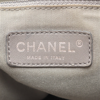 パリビザンス チェーンショルダーバッグ ナイロン レザー ブルーグレー シルバー金具 シャネル