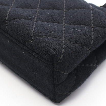 ワイルドステッチ チェーンハンドバッグ コットンジャージ ブラック ゴールド金具 シャネル