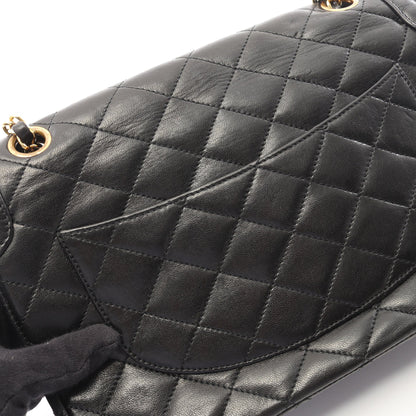 マトラッセ パリ限定 Wフラップ Wチェーンショルダーバッグ ラムスキン ブラック コンビ金具 シャネル