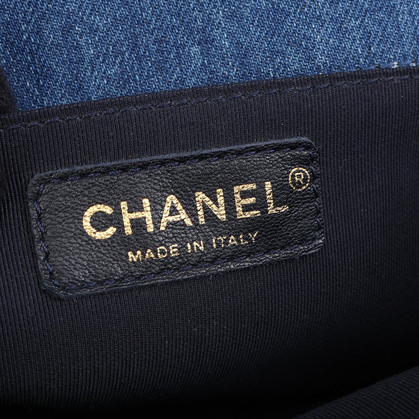 ボーイシャネル パッチワーク チェーンショルダーバッグ デニム ブルー ゴールド金具 シャネル