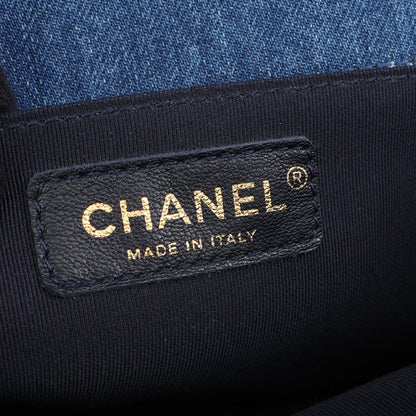 ボーイシャネル パッチワーク チェーンショルダーバッグ デニム ブルー ゴールド金具 シャネル