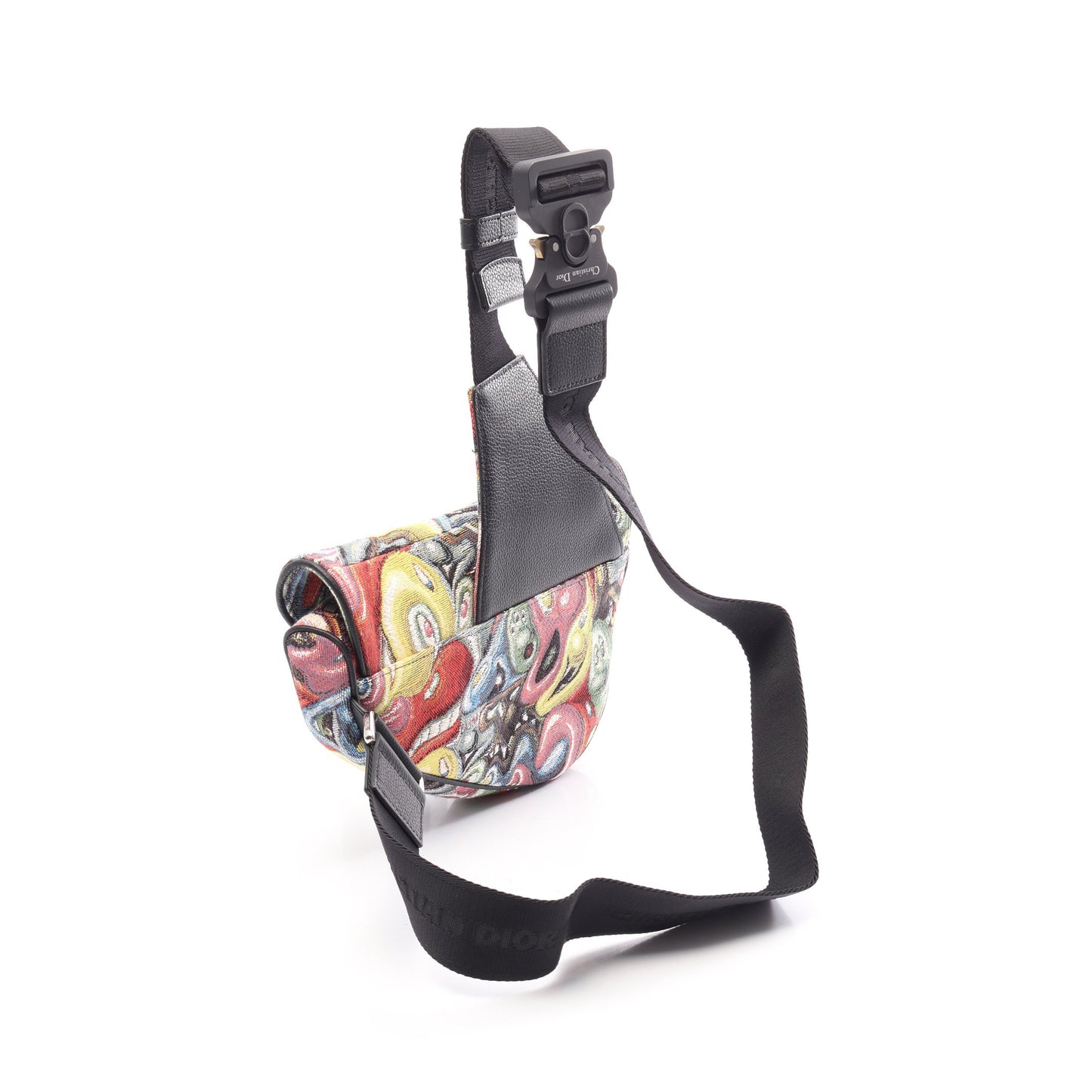 DIOL × KENNY SCHARF SADDLE サドル ボディバッグ キャンバス レザー ブラック マルチカラー クリスチャンディオール