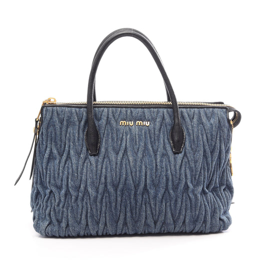 DENIM MATELASSE マテラッセ ハンドバッグ デニム レザー ネイビー ブラック ミュウミュウ バッグ miu miu