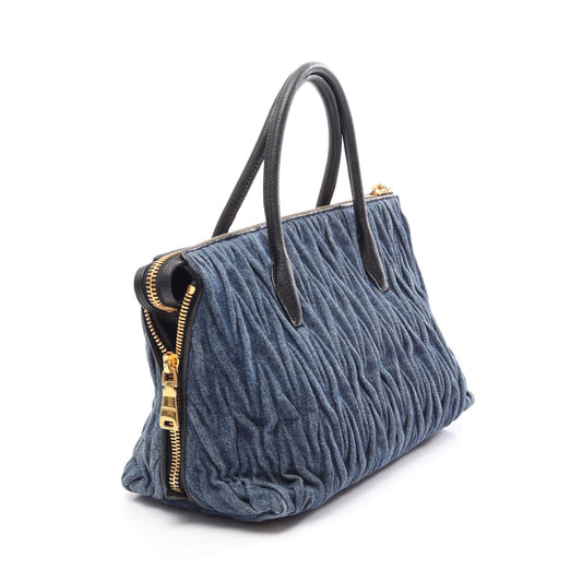 DENIM MATELASSE マテラッセ ハンドバッグ デニム レザー ネイビー ブラック ミュウミュウ バッグ miu miu