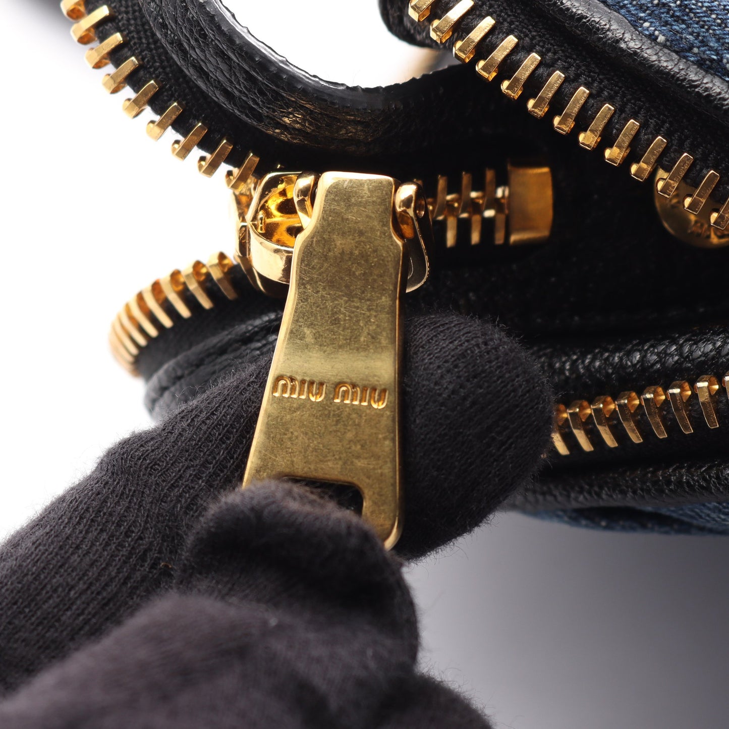 DENIM MATELASSE マテラッセ ハンドバッグ デニム レザー ネイビー ブラック ミュウミュウ