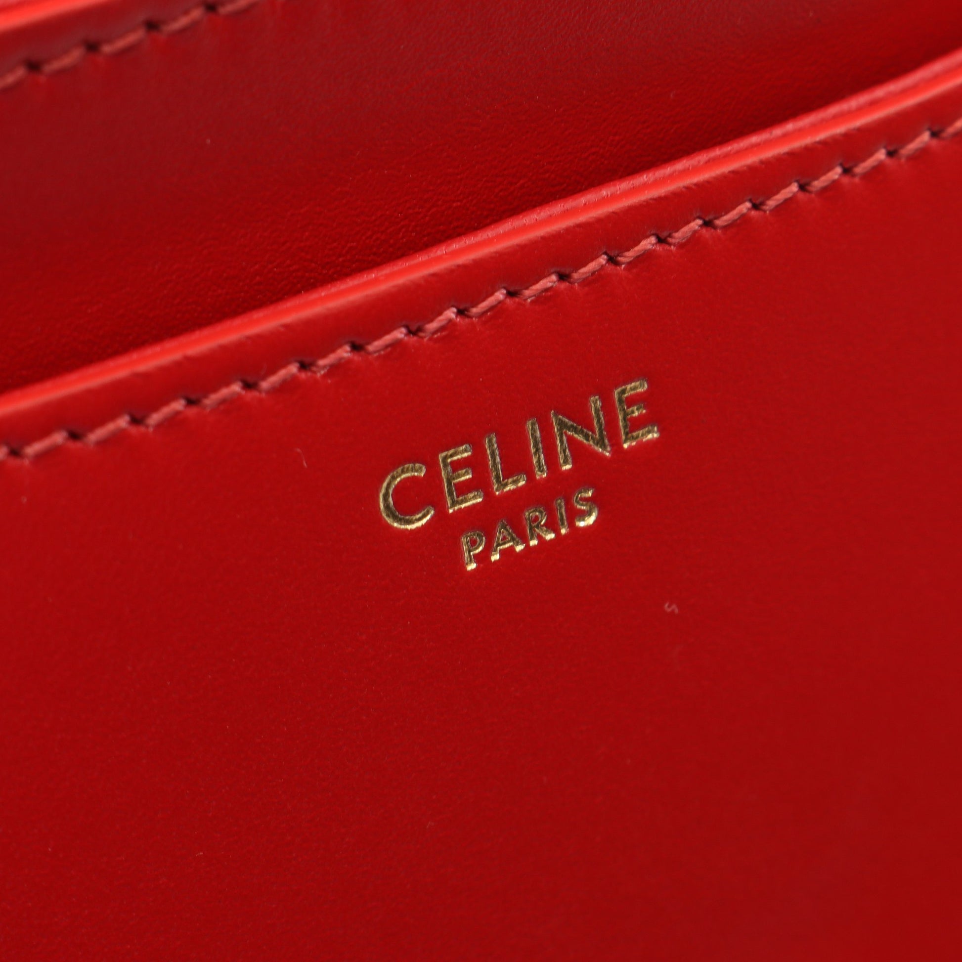 スモール ブザス 16セーズ ショルダーバッグ レザー レッド セリーヌ バッグ CELINE