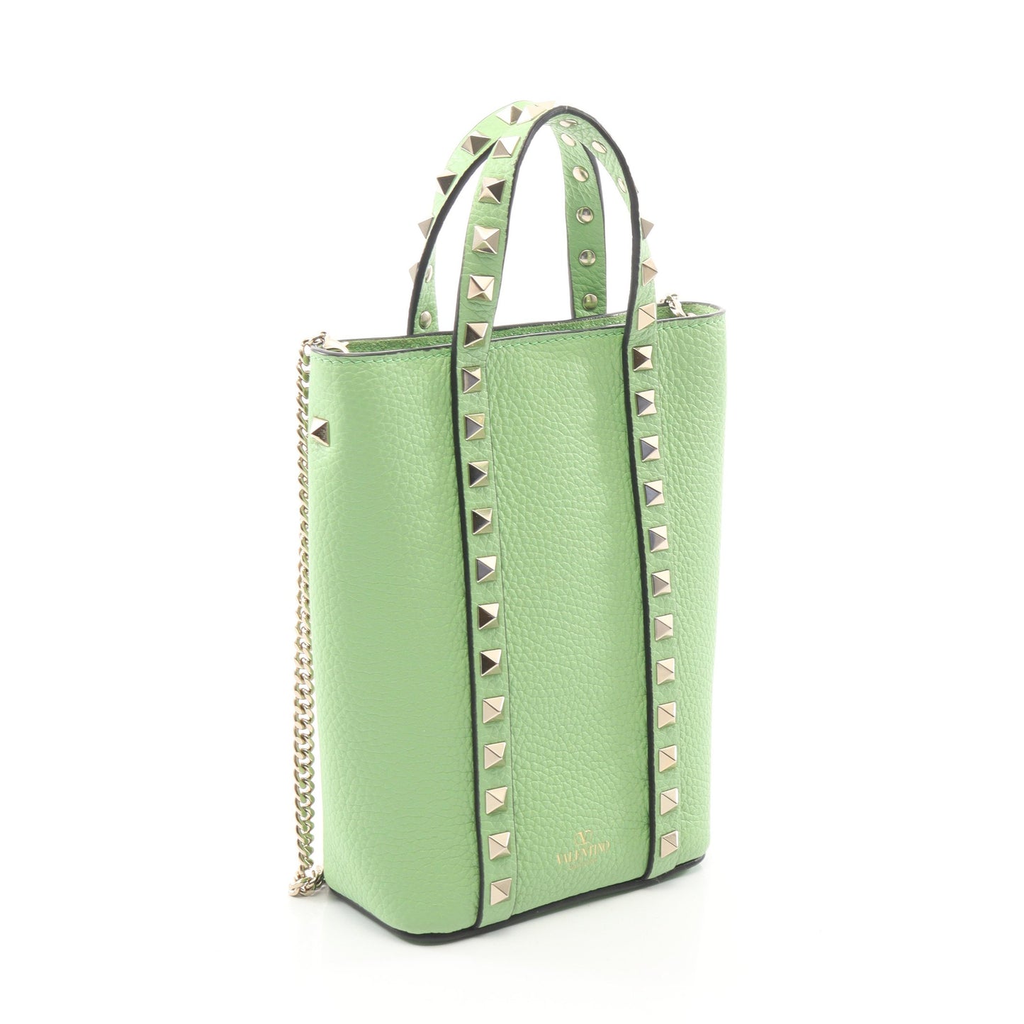 ロックスタッズ 2WAY ハンドバッグ レザー ライトグリーン ヴァレンティノガラヴァーニ バッグ VALENTINO GARAVANI