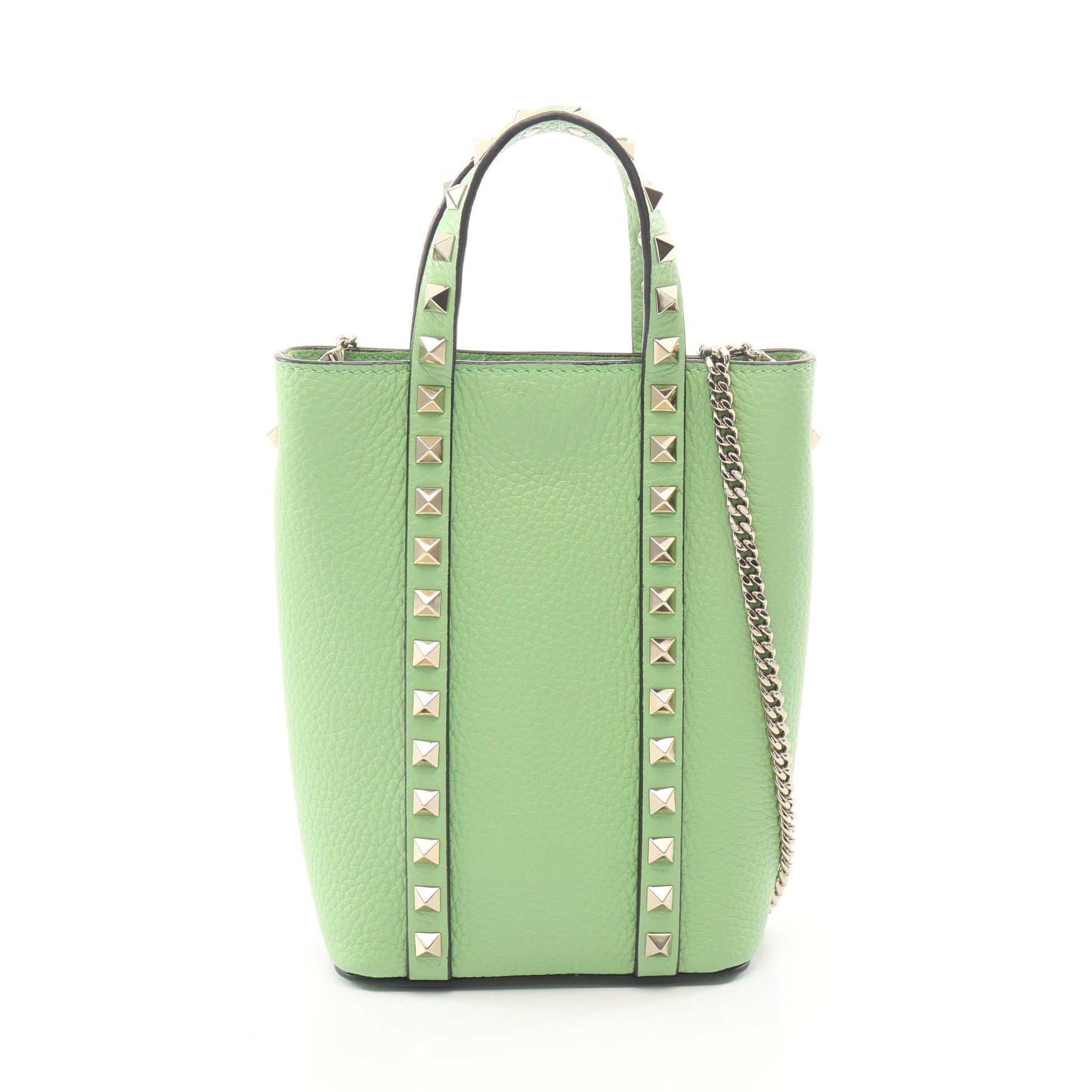 ロックスタッズ 2WAY ハンドバッグ レザー ライトグリーン ヴァレンティノガラヴァーニ バッグ VALENTINO GARAVANI