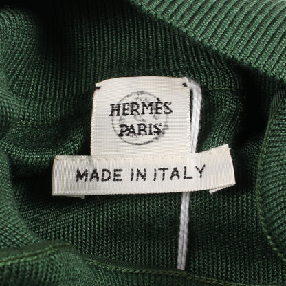 ツイルレーヌ スカーフ切替 ニットワンピース シルク カシミヤ グリーン エルメス