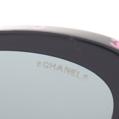 ココマーク オーバル シェイプ サングラス ブラック ピンクパープル シャネル