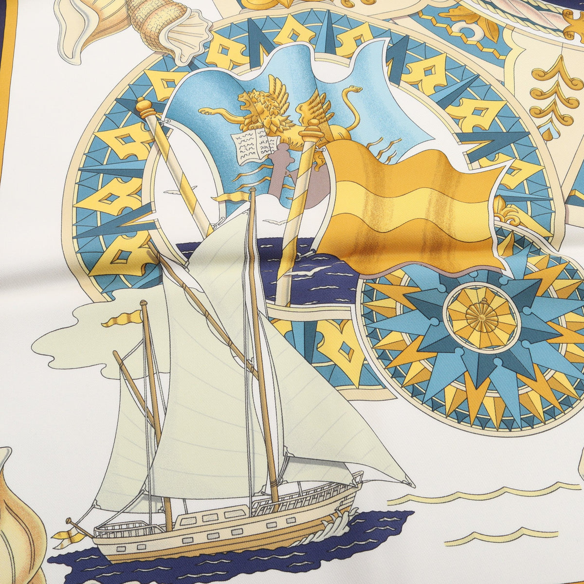 カレ90 L'AIR MARIN スカーフ シルク ネイビー マルチカラー エルメス 財布・小物 HERMES
