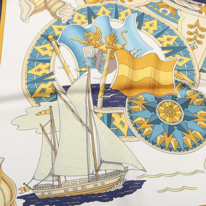 カレ90 L'AIR MARIN スカーフ シルク ネイビー マルチカラー エルメス 財布・小物 HERMES