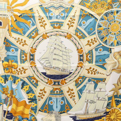 カレ90 L'AIR MARIN スカーフ シルク ネイビー マルチカラー エルメス 財布・小物 HERMES