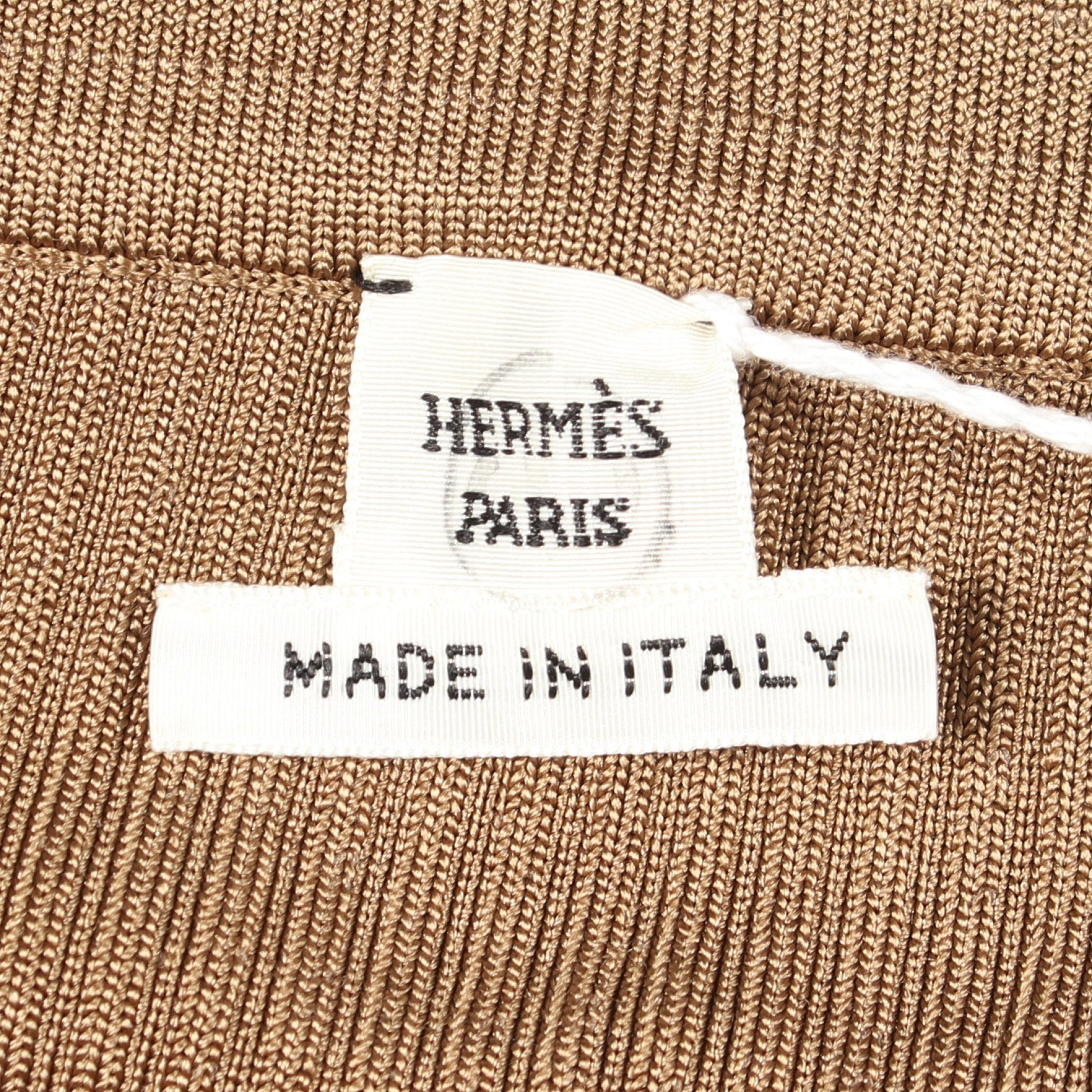 ニット レギンス パンツ シルク ナイロン ブラウン エルメス ボトムス HERMES
