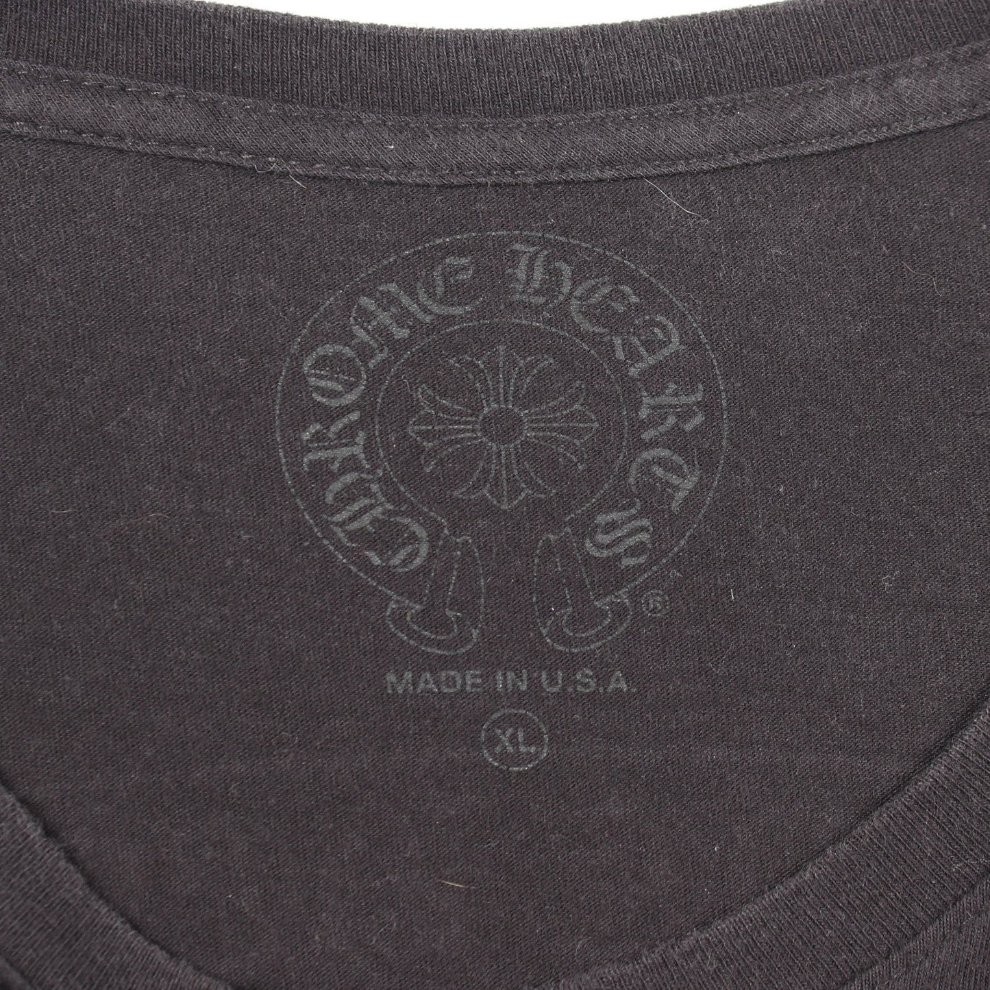 スクロールラベル ポケット付き 半袖Tシャツ コットン ブラック クロムハーツ