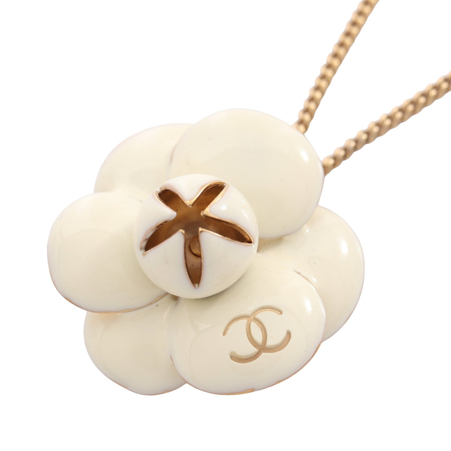 カメリア ネックレス GP ゴールド ホワイト 02P シャネル アクセサリー CHANEL