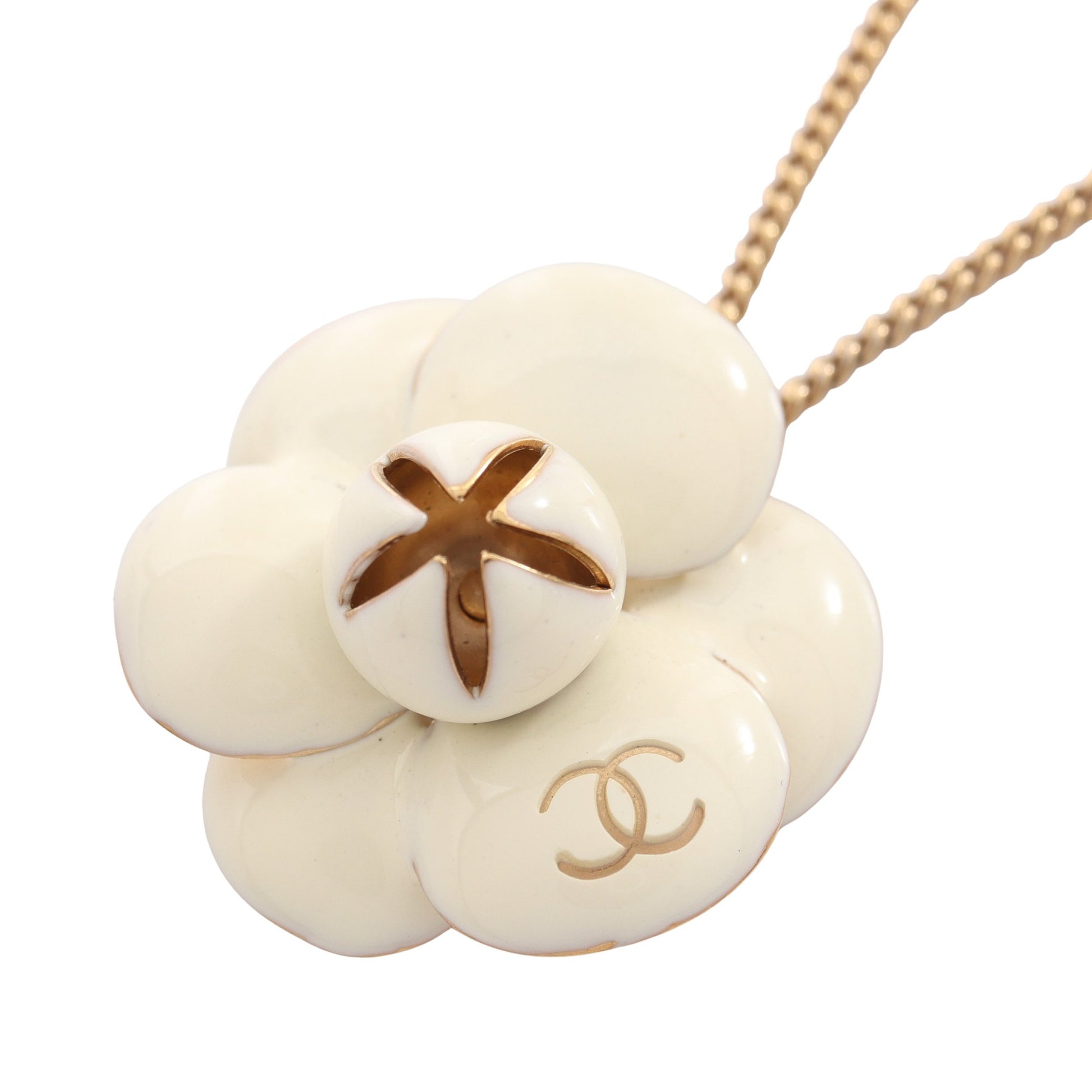 カメリア ネックレス GP ゴールド ホワイト 02P シャネル アクセサリー CHANEL