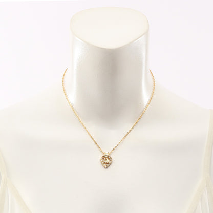Diorロゴ ハート ネックレス GP ラインストーン ゴールド クリア クリスチャンディオール アクセサリー Christian Dior