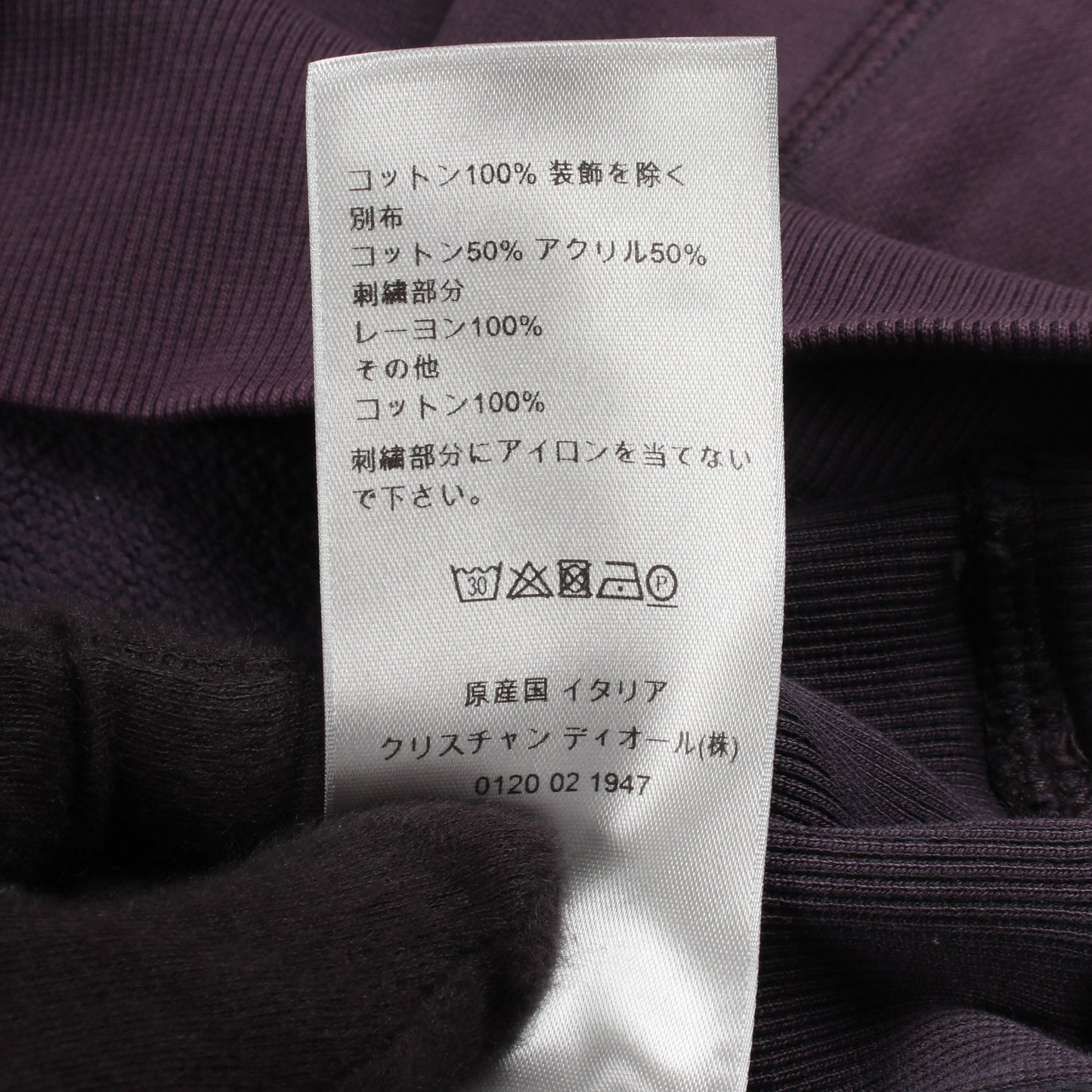 DIOR × PETER DOIG 刺繍 ユーズド加工 スウェットシャツ コットン パープル クリスチャンディオール トップス Christian Dior