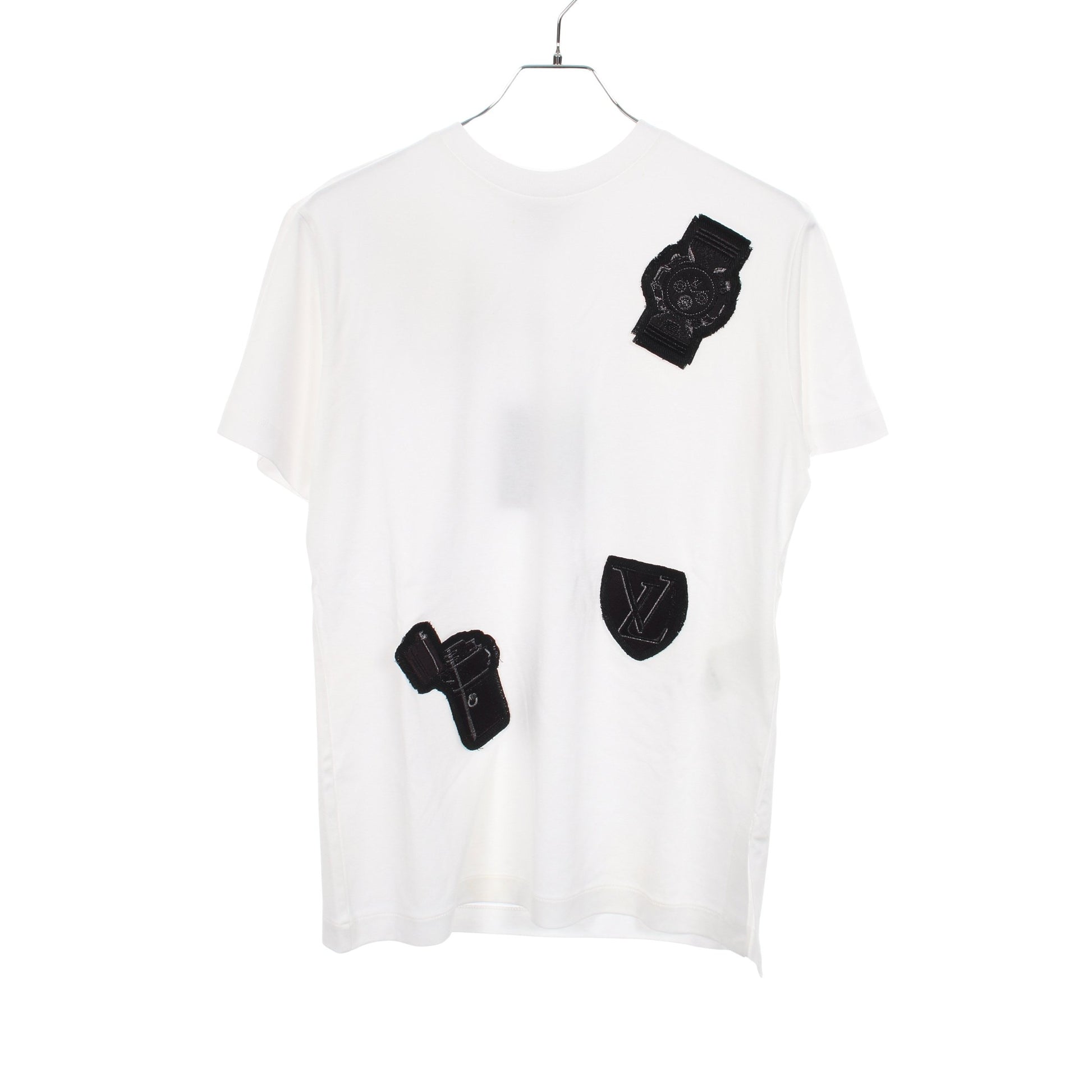 パッチ付き クルーネック 半袖Tシャツ コットン ホワイト ルイヴィトン トップス LOUIS VUITTON