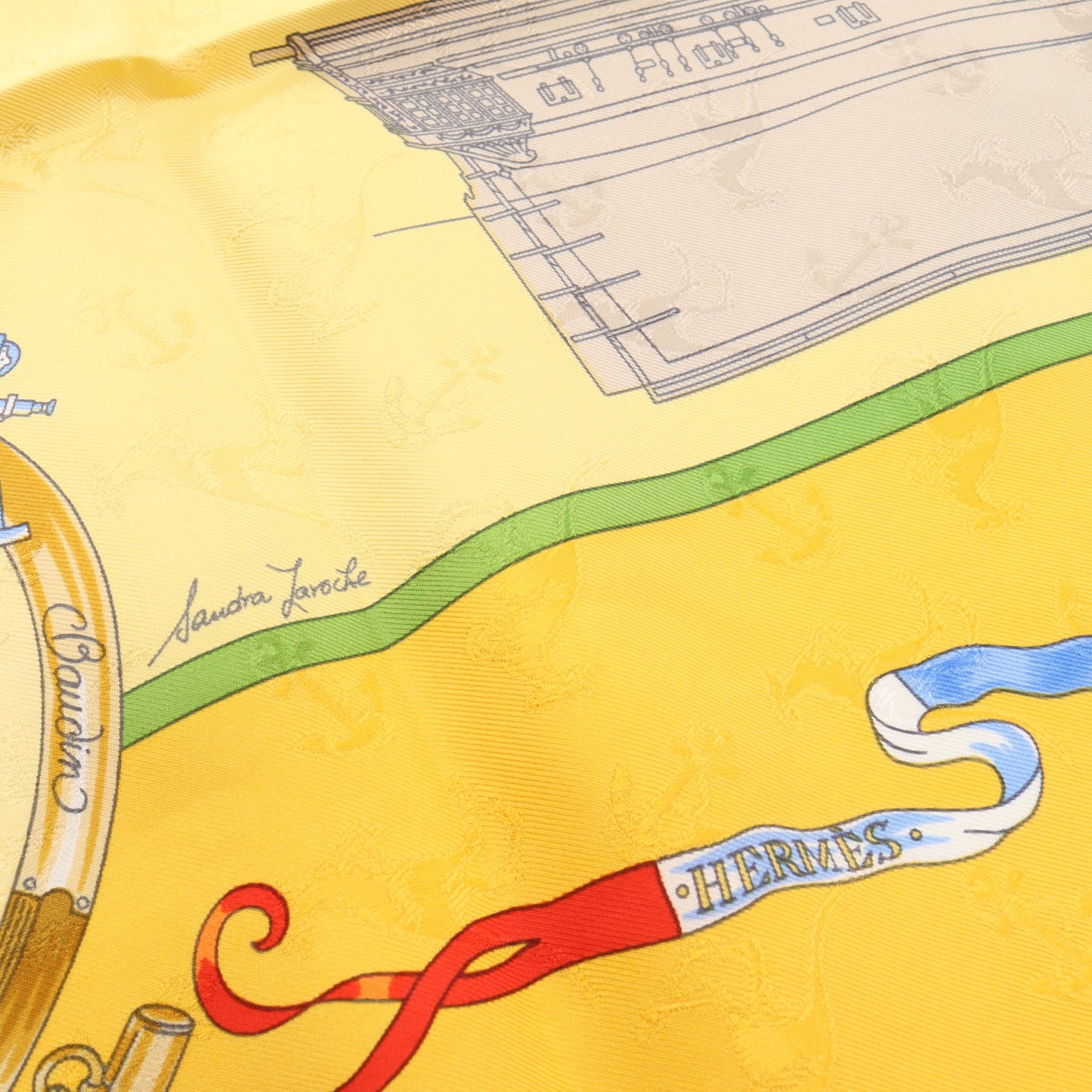 カレ90 LE GÉOGRAPHE スカーフ シルク イエロー ライトイエロー マルチカラー エルメス