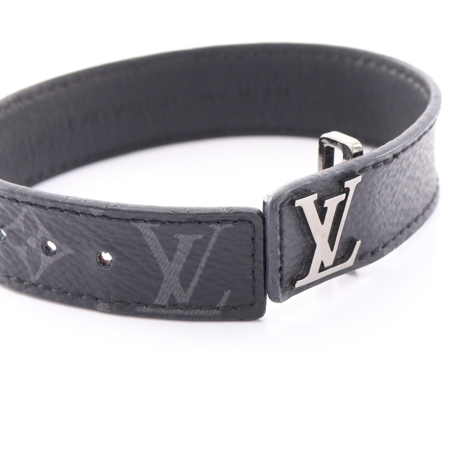 ブラスレ LVスリム モノグラムエクリプス ブレスレット PVC レザー ブラック ルイヴィトン アクセサリー LOUIS VUITTON