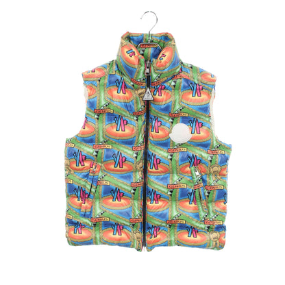 GENIUS 2 MONCLER 1952 総柄 ダウンベスト ナイロン ブルー マルチカラー モンクレール