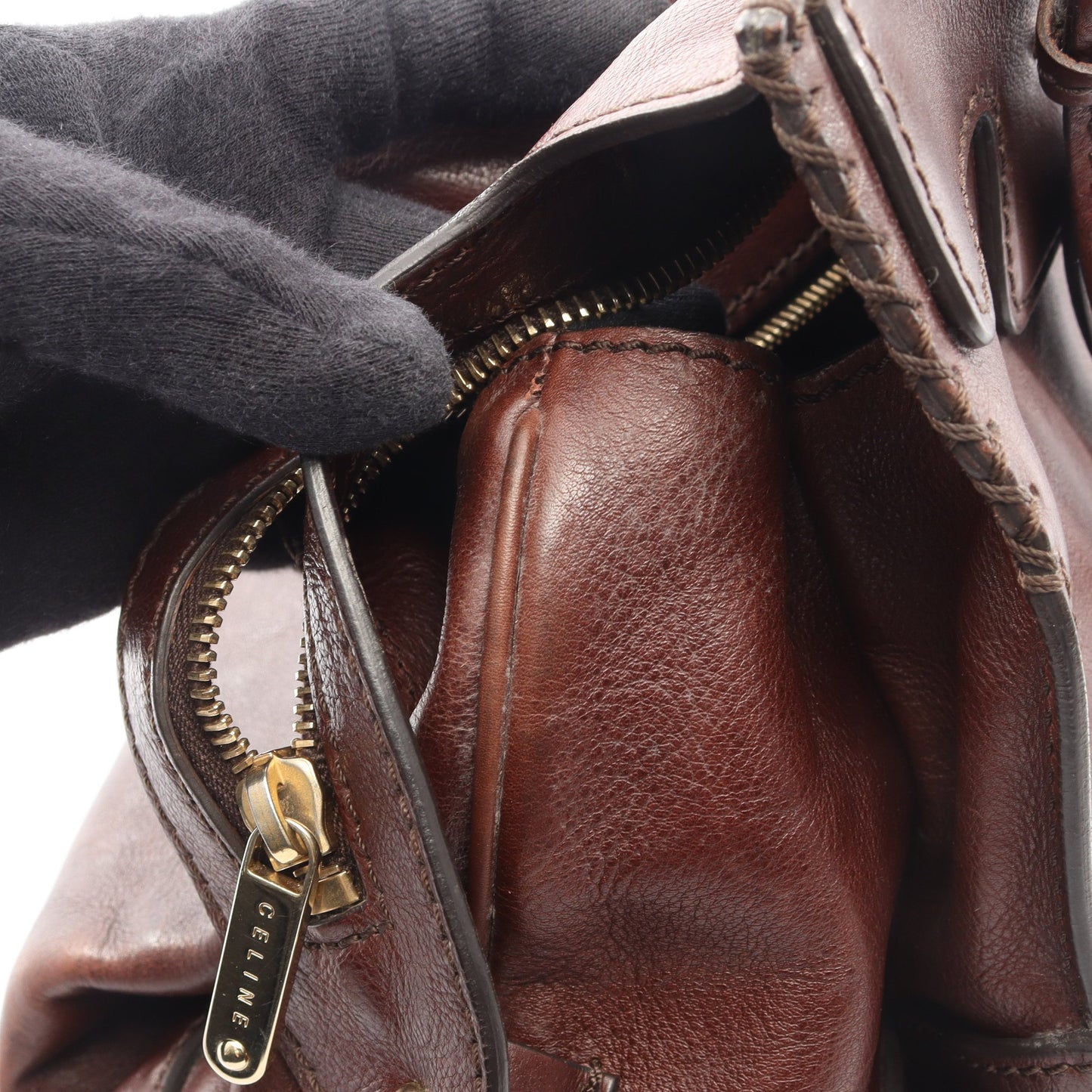ハンドバッグ レザー ダークブラウン セリーヌ バッグ CELINE