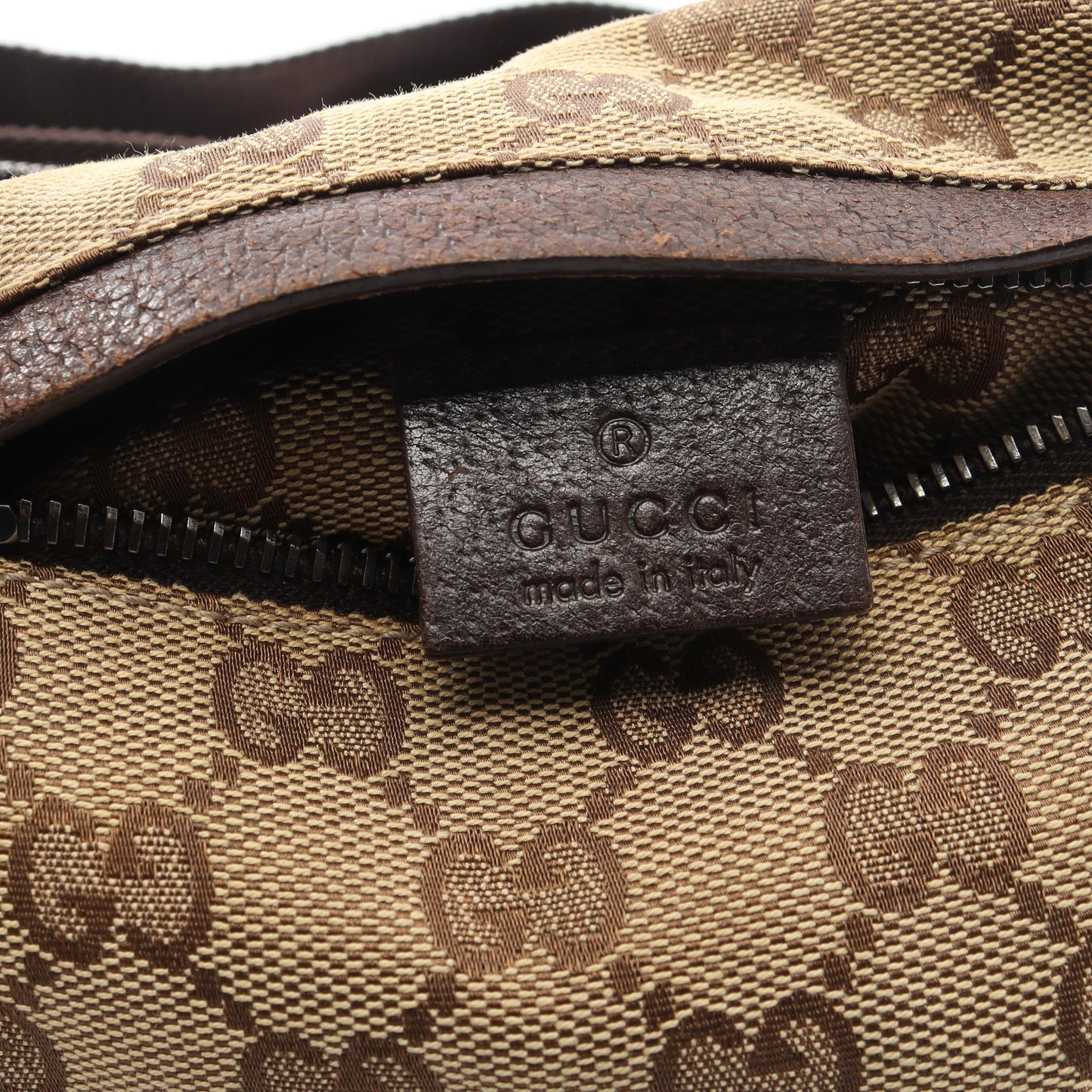 GGキャンバス ボディバッグ ウエストバッグ キャンバス レザー ベージュ ダークブラウン グッチ バッグ GUCCI